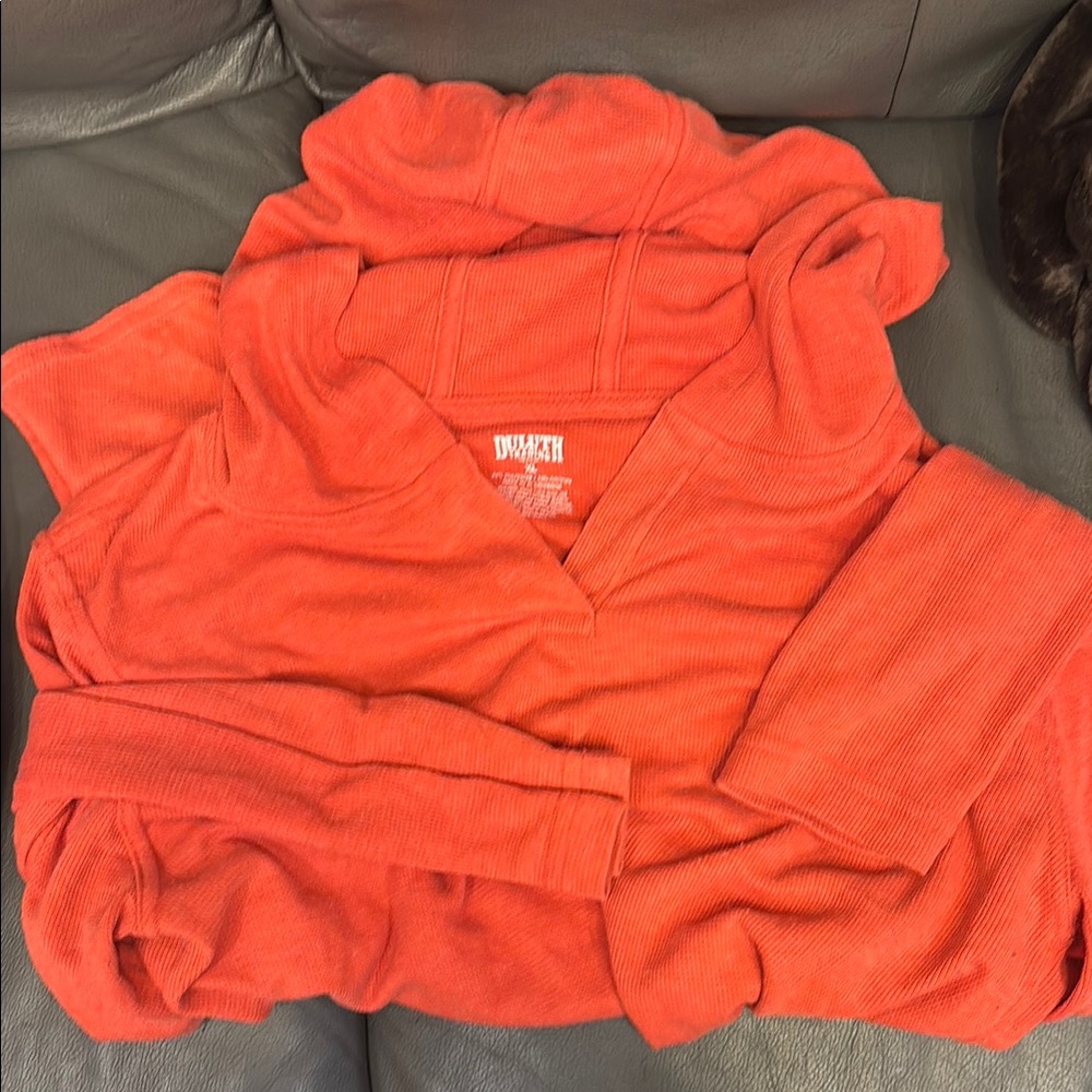 Duluth Trading Co Orange Cowl Neck Sweater Cozy and Stylish